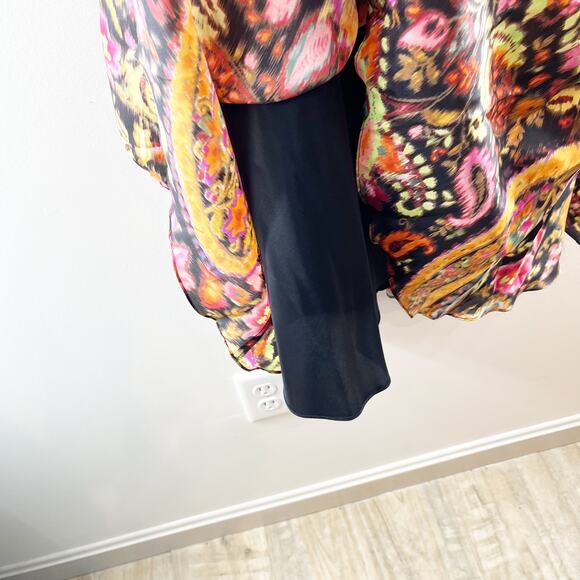 Ralph Lauren 100% Silk Paisley Matching Blouse and Midi Skirt Set Orange Small - Picture 9 of 13